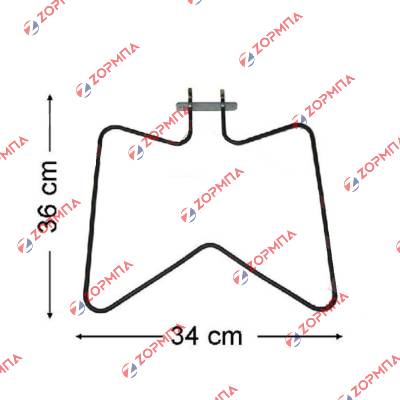 Αντίσταση φούρνου κουζίνας INDESIT / ARISTON  4120102833 C00105311 C00106843 482000079115 34.5 x 36cm