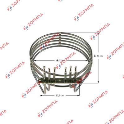 Αντίσταση αερόθερμης επαγγελματική 3x2000W Φ23, κοντό λαιμό, λαμάκι 10x2cm