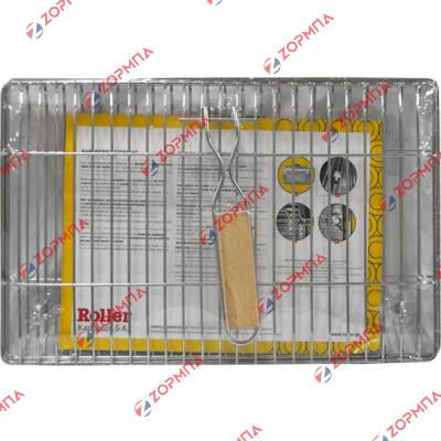 Σχάρα ψηστιέρας χρωμίου με ξύλινη λαβή ROLLER 28x20cm