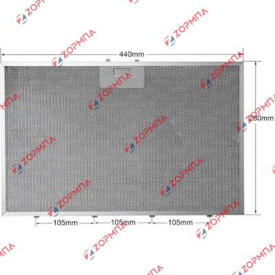 Φίλτρο απορροφητήρα μεταλλικό 28x44cm TEKA / ARCELIK / BEKO Original 9198810134, 81455031