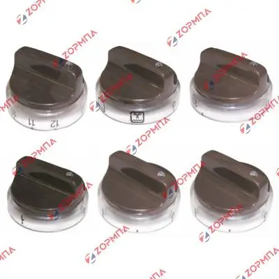 Κομβία κουζίνας αερόθερμης σετ 6 τεμ. καφέ φωτιζόμενα  BOSCH / SIEMENS / PITSOS / Γενικής χρήσης