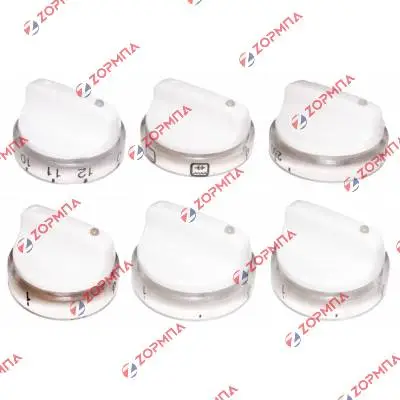 Κουμπιά ηλεκτρικής κουζίνας αερόθερμης σετ 6 τεμαχίων λευκά  φωτιζόμενα  με ένδειξη σούβλας Γενικής χρήσης