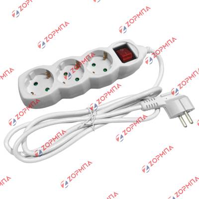 Πολύπριζο 3 θέσεων με διακόπτη 3x1,5mm (1,5m καλώδιο) λευκό